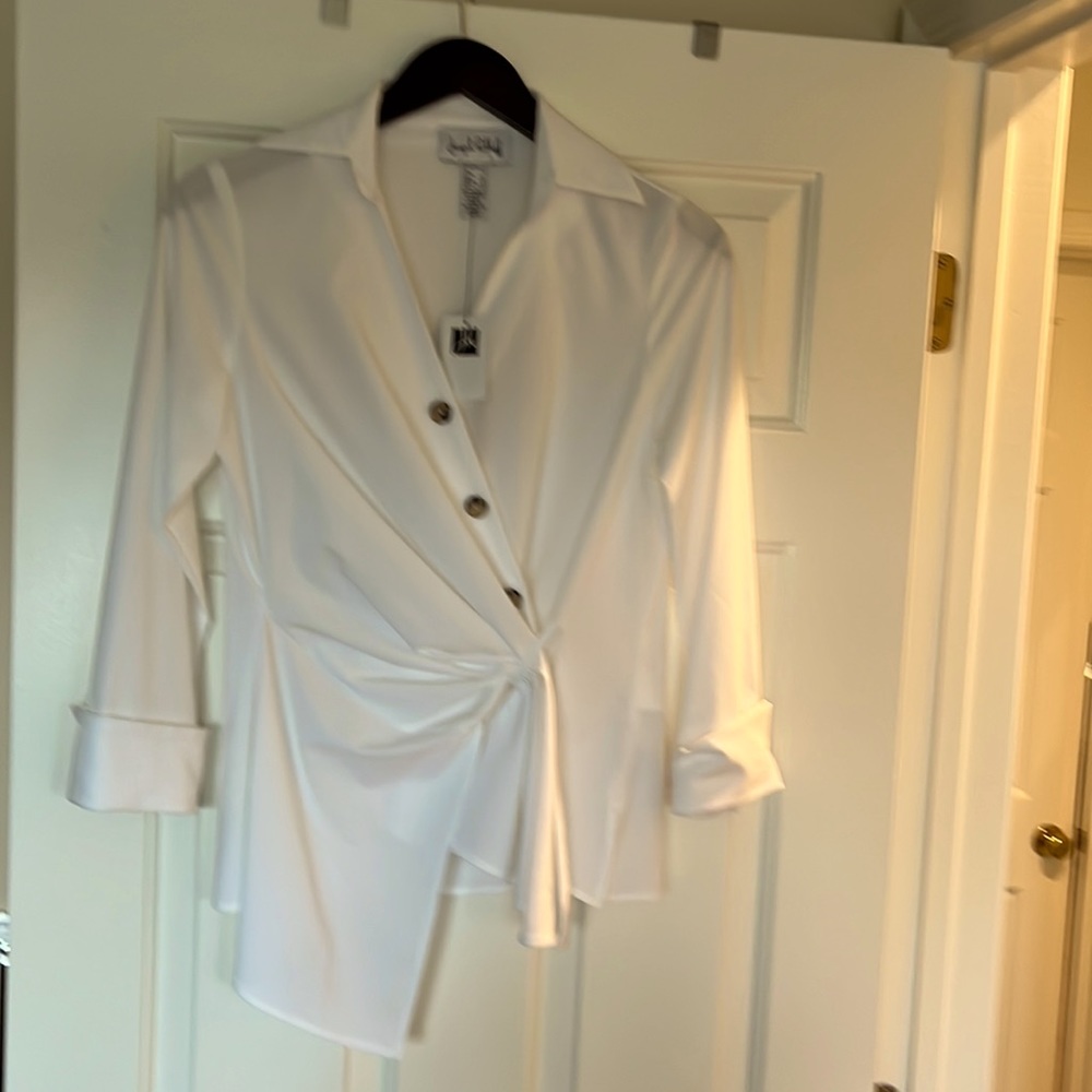 NWT Joseph Ribkoff faux wrap blouse.